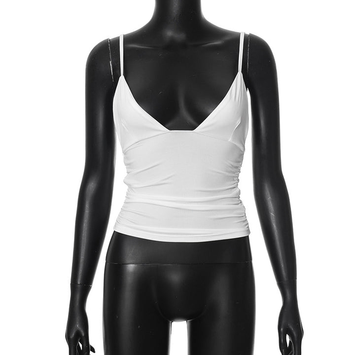 Femme Rynke Spaghetti-strop Cami Top Stilla