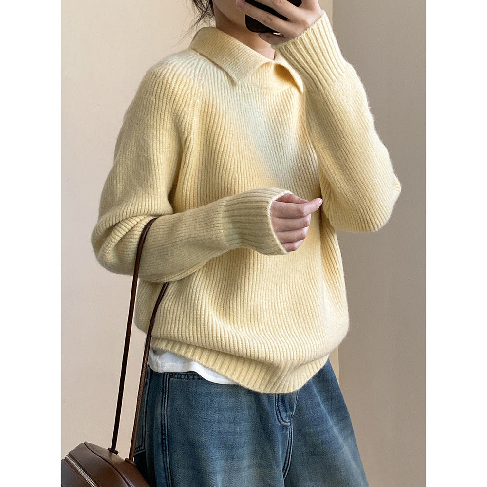 Dame sweater med polokrave og afslappet snit i blødt materiale Stilla