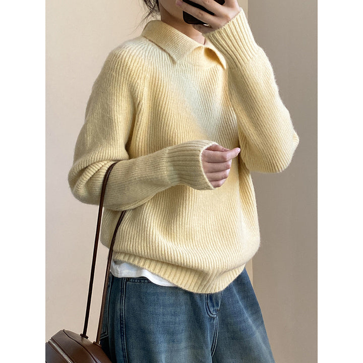 Dame sweater med polokrave og afslappet snit i blødt materiale Stilla