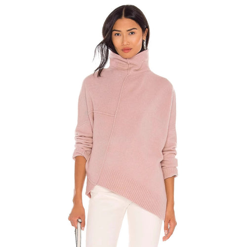 Dame afslappet strikpullover med asymmetrisk krave Stilla