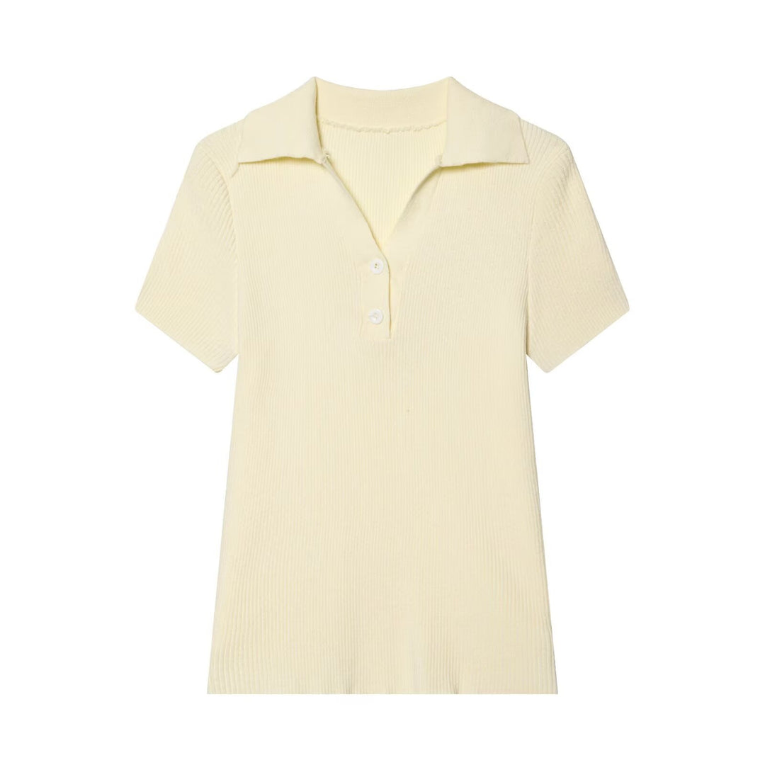 Dame kortærmet polo t-shirt lavet af blødt strikstof Skovae