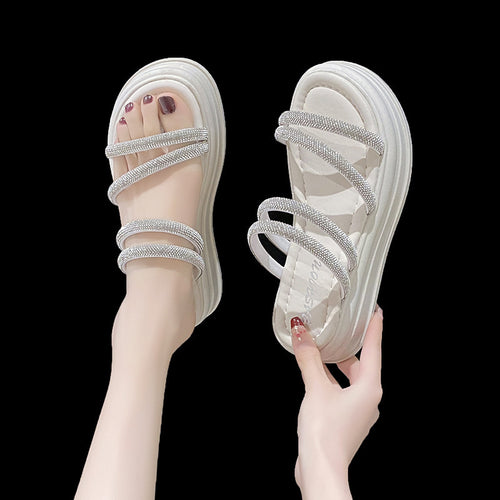 Damer Glamourøse Wedge-sandaler med glitrende stropper og komfortabelt fodsenge Stilla