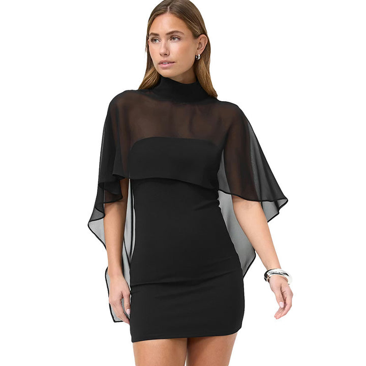 Dame Elegant Wrap Blouse med transparent hætte og asymmetrisk kant Skovae