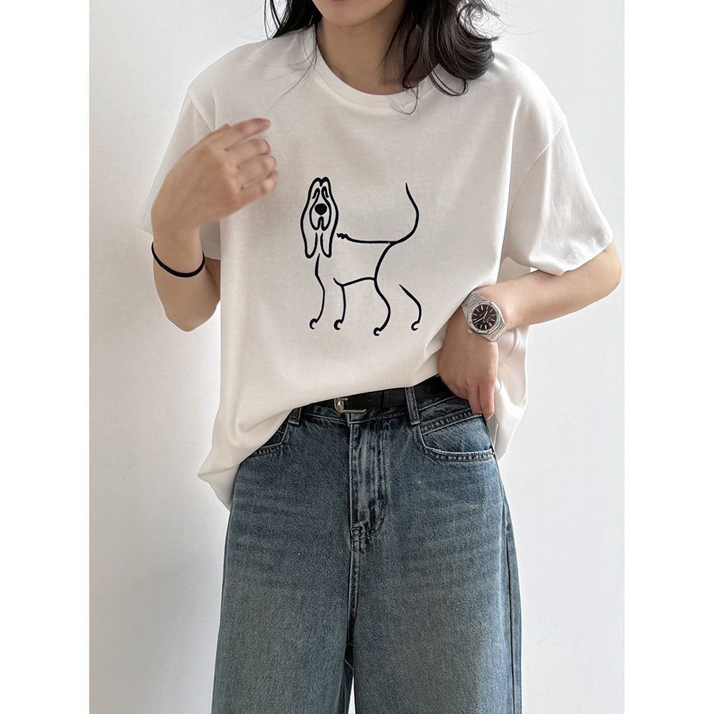Dame T-shirt med unikt dyreprint Stilla