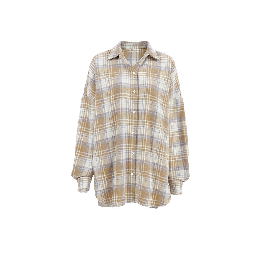Dameternetternet Flannel Skjortejakke i oversized snit Stilla