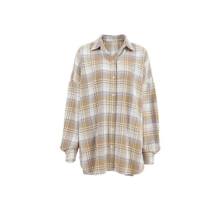 Dameternetternet Flannel Skjortejakke i oversized snit Stilla