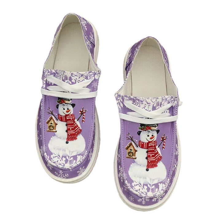 Dame Sneakers med vinterligt snemandsmotiv og skridsikker sål Stilla