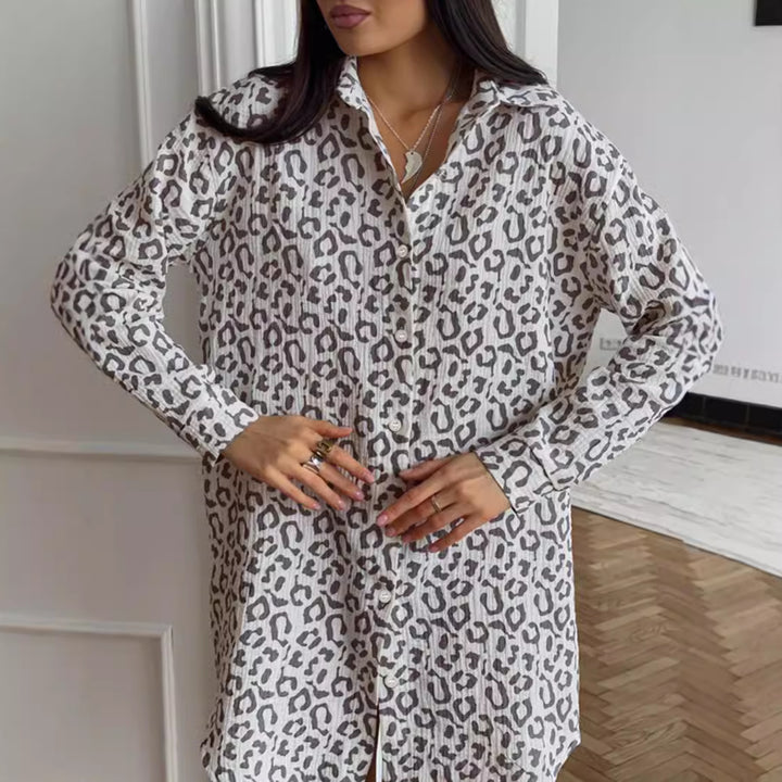 Dame skjortekjole med leopardmønster Stilla