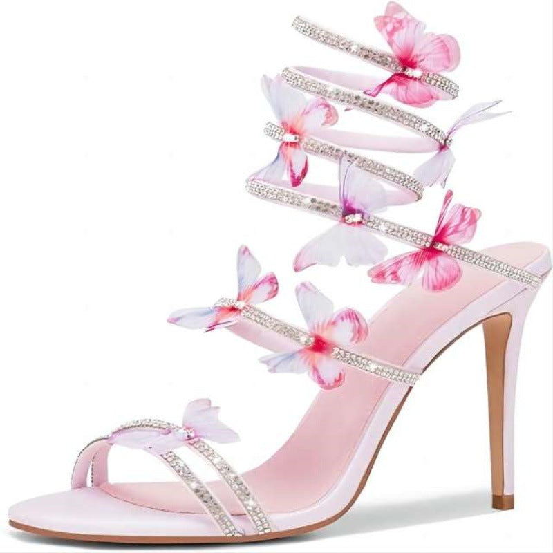 Femme Remme Højhælede Sandaler med florale Sommerfugleaccentuer Stilla