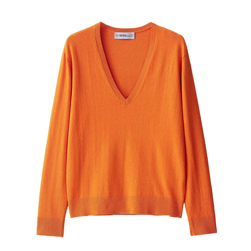 Dame elegant V-hals strikpullover Stilla