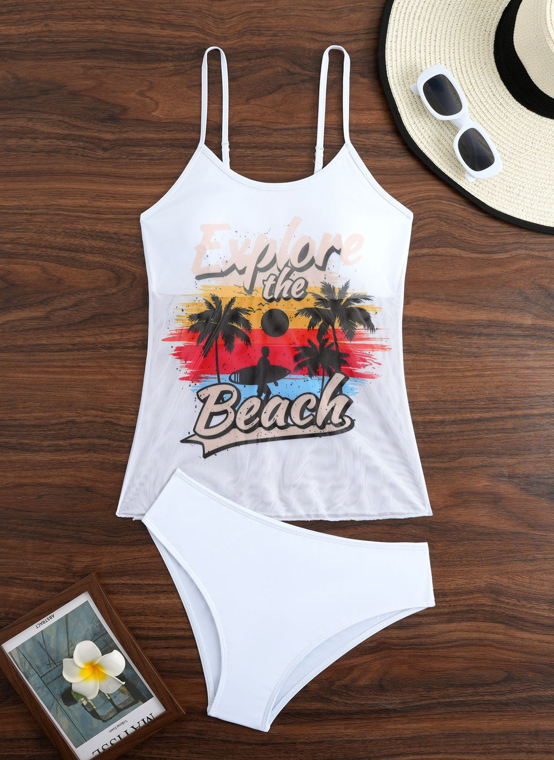 Dame Sporty Tankini-sæt med trendy print Skovae