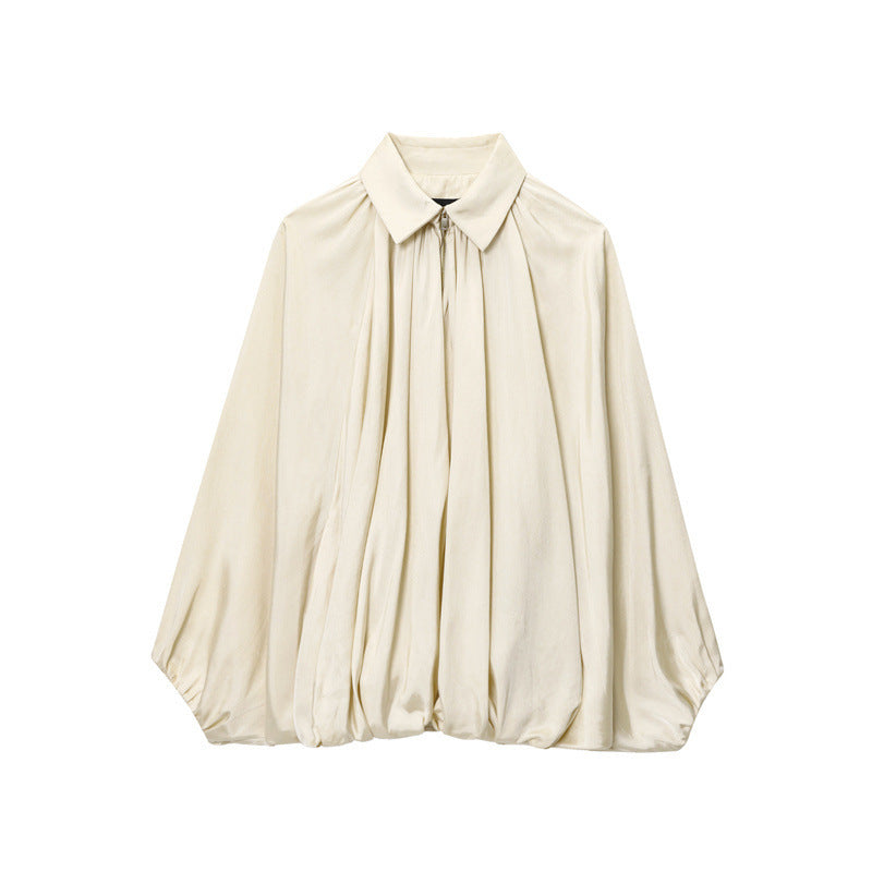 Dame elegant oversized skjorte med rynker Stilla