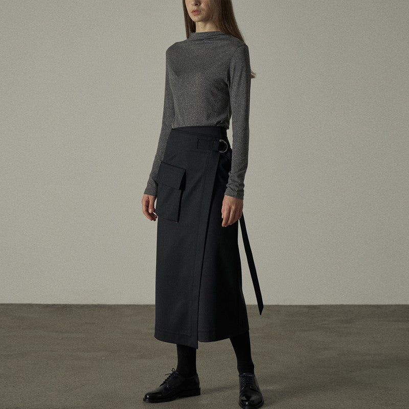 Dame Lang Wrap Nederdel med praktiske Sidelommer Stilla