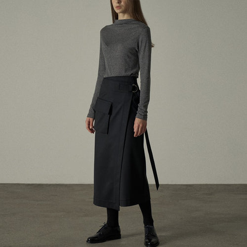 Dame Lang Wrap Nederdel med praktiske Sidelommer Stilla