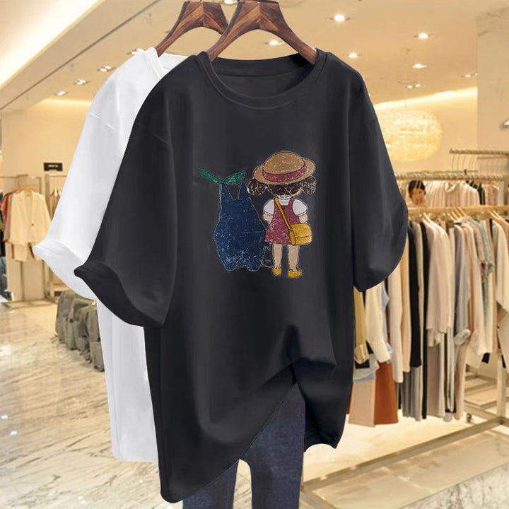 Dame T-Shirt med legende grafiktryk og afslappet snit Stilla