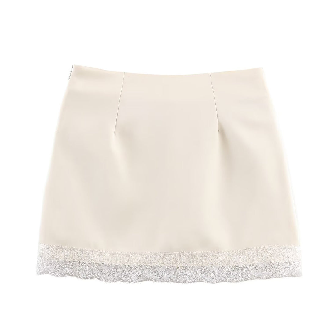 Dame elegant nederdel med spidskant Skovae