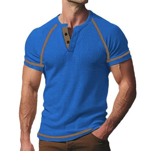 Herrer Kortærmet Henley T-shirt med elegant knapdesign Stilla