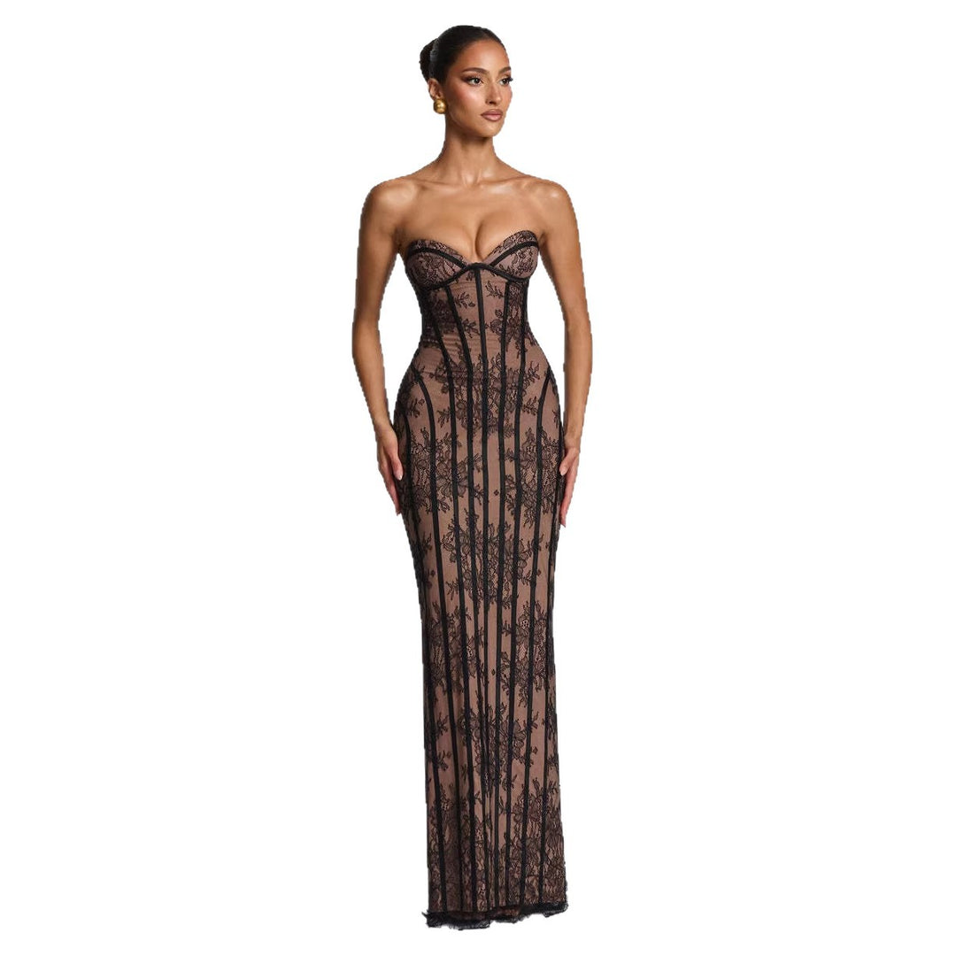 Dame Elegant spidsekjole i figursyet design Skovae