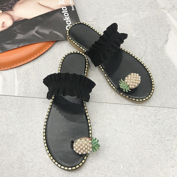 Dame slippers med frugtigt design og flæser Stilla