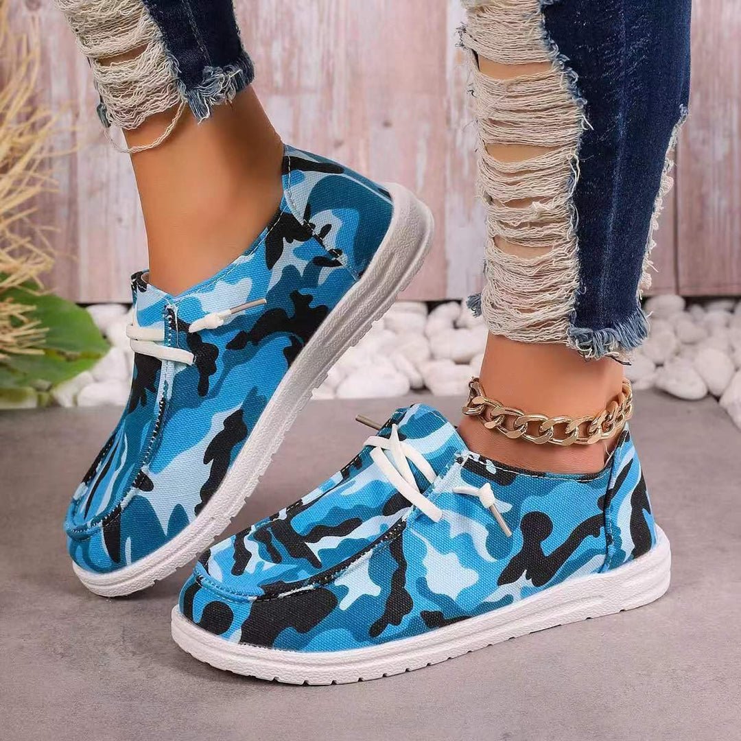 Dame komfortable sneakers i camouflage-design Stilla