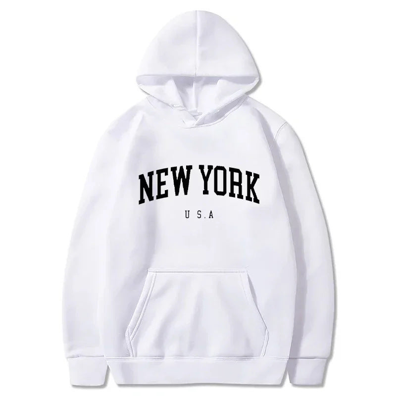 Kvinders hættetrøje med fashionable New York print og komfortabel pasform Skovae