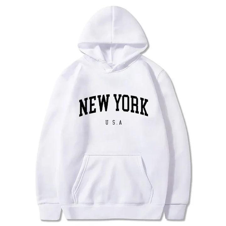 Kvinders hættetrøje med fashionable New York print og komfortabel pasform Skovae
