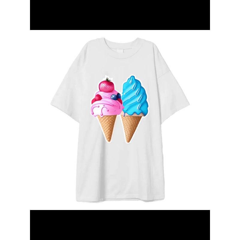 Dame T-shirt med kreativ isvaffel-design Stilla