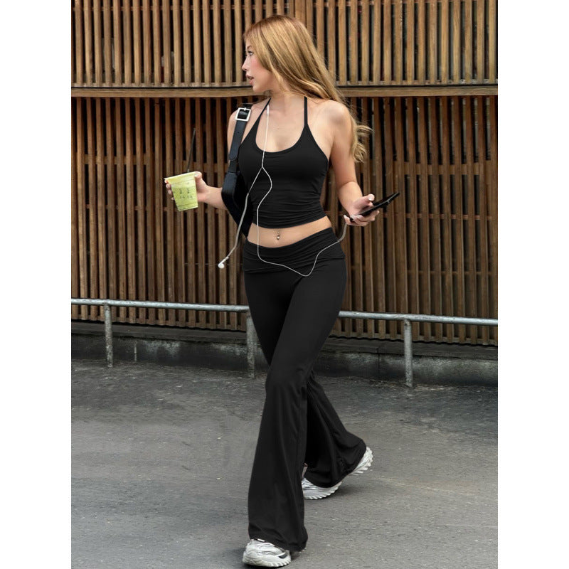Damen Sportliches Sets mit weit geschnittenen Leggings und trägerlosem Oberteil Skovae