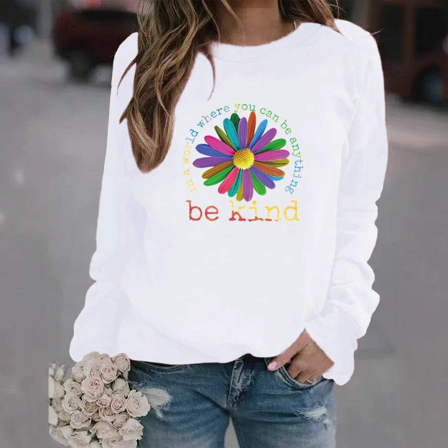 Kvinders sweatshirt med farverigt motiverende blomsterdesign og blødt indre Stilla