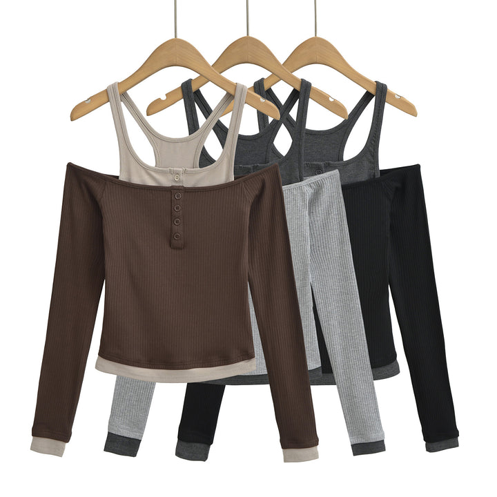 Damer Off-Shoulder Langærmet skjorte med moderigtigt knapdesign og raffinerede stropdetaljer Stilla