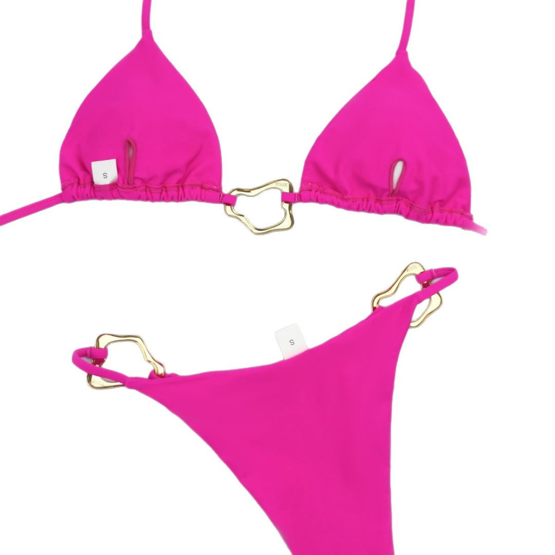 Dame Triangel-Bikini med stilfulde guldkantninger Skovae