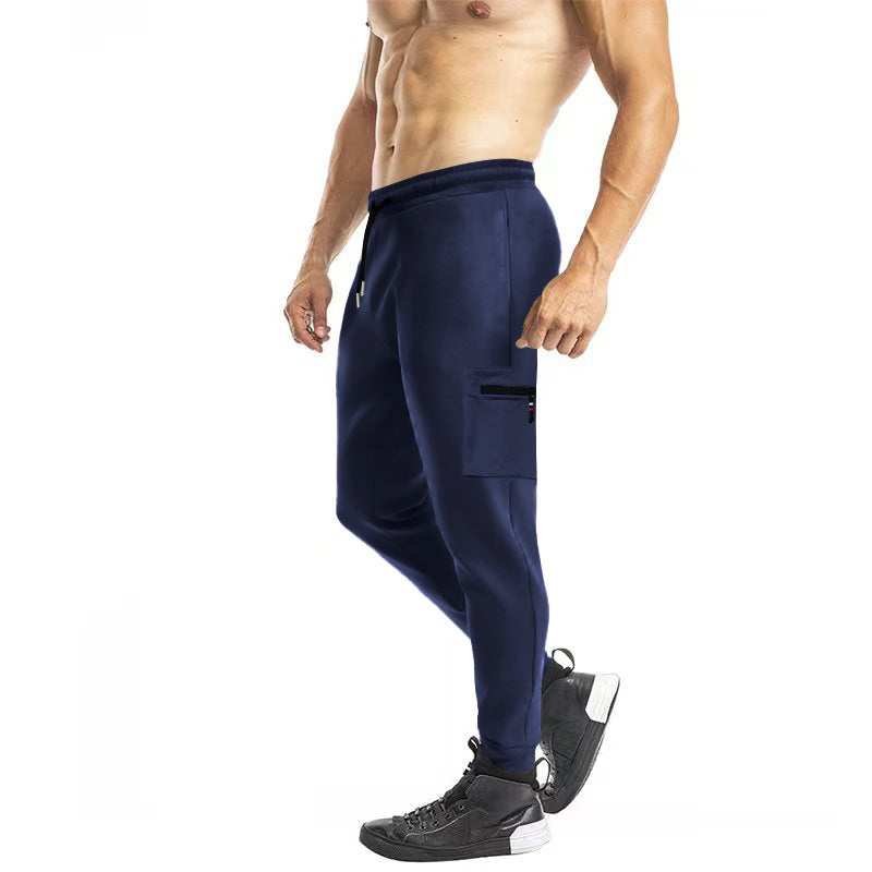 Herrer casual sportsbukser med praktiske lynlåslommer og elastisk talje Stilla