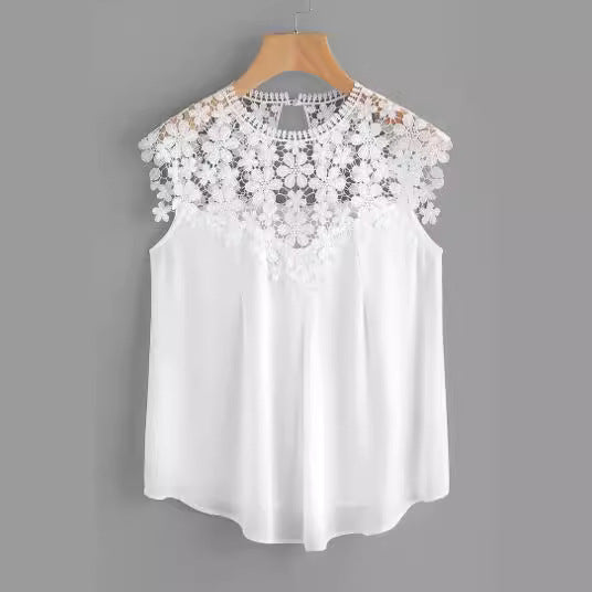 Damebluse med blomsterbroderi og flydende snit Stilla