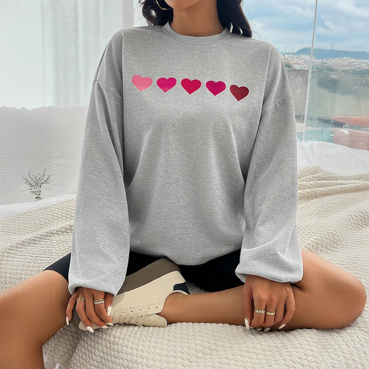 Dame Oversized Sweatshirt med hjerte motiv og afslappet snit Stilla