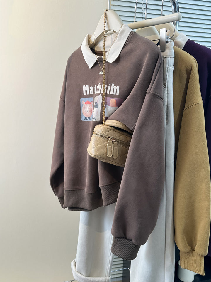 Femme Leges spillet grafisk sweatshirt med kontrastkrave Stilla