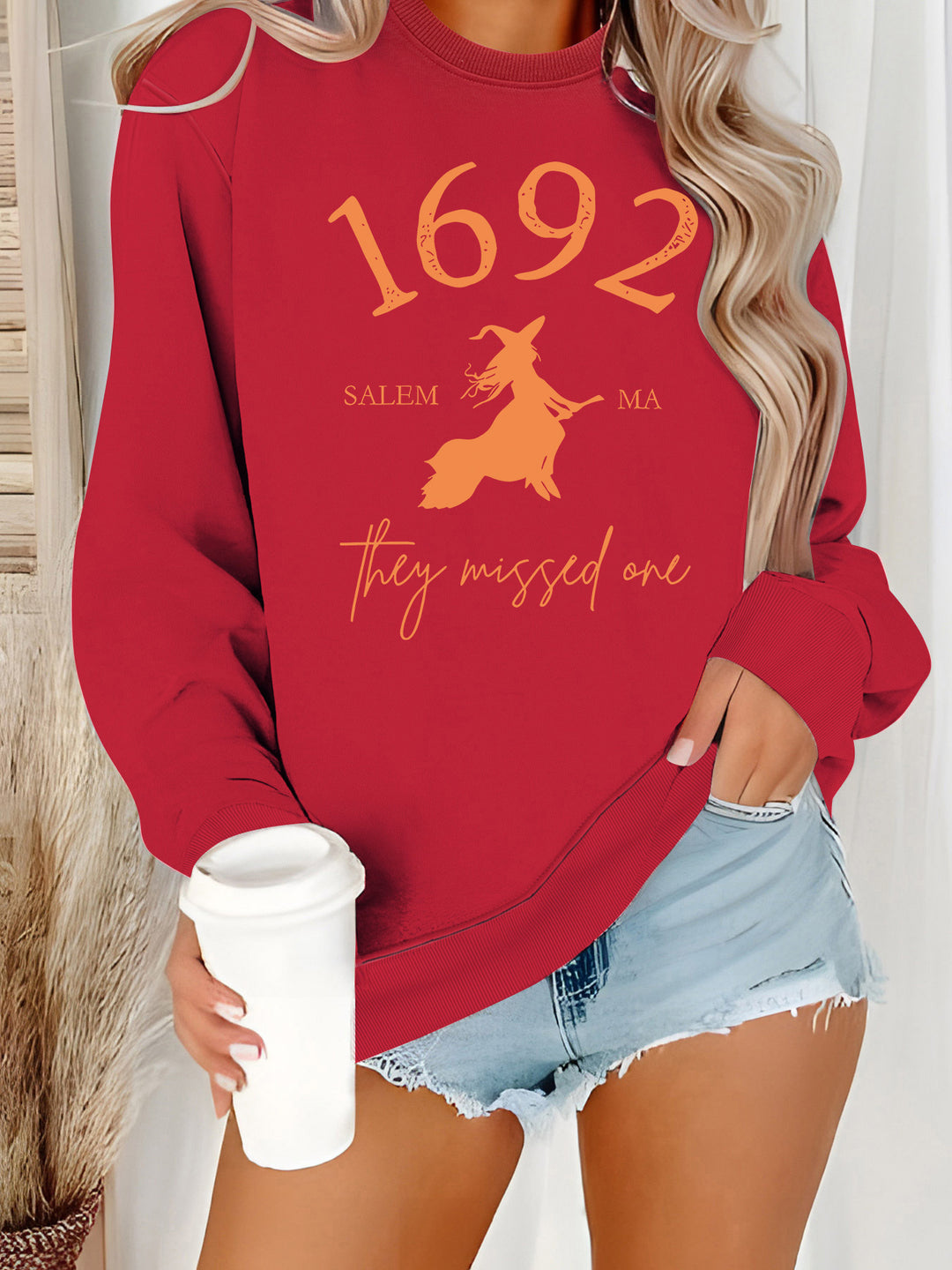 Kvinders sweatshirt med kreativ heksedesign og behagelig pasform Stilla