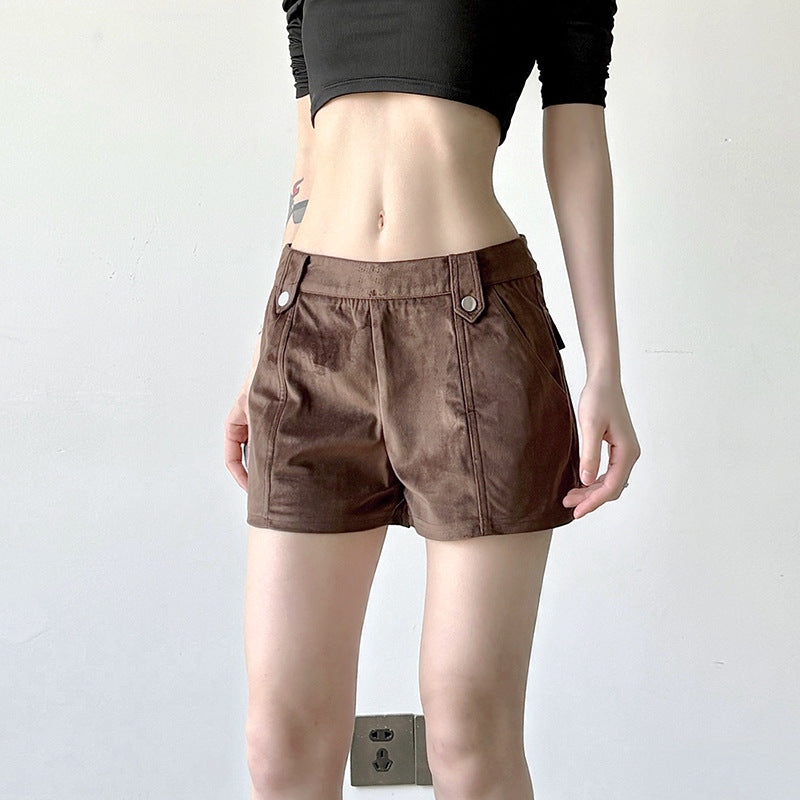 Damer mode Kunstlæder shorts med elegante detaljer Skovae