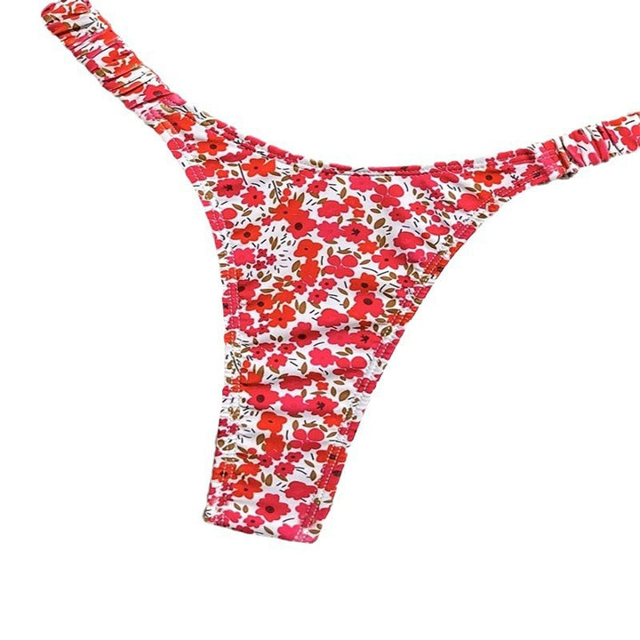 Dame triangel-bikini med blomsterdesign og justerbare stropper Skovae