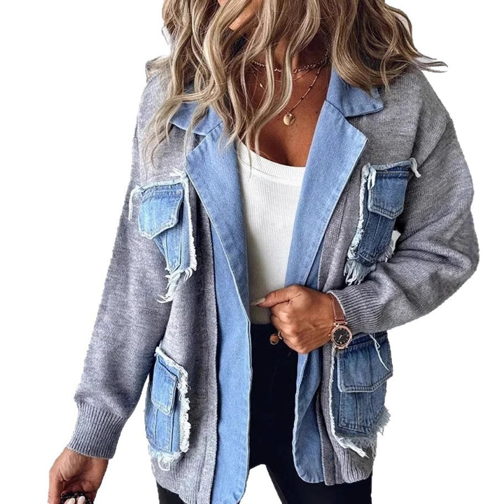 Kvinders afslappede cardigan med to påsyede brystlommer og detalje-elskende denim Stilla