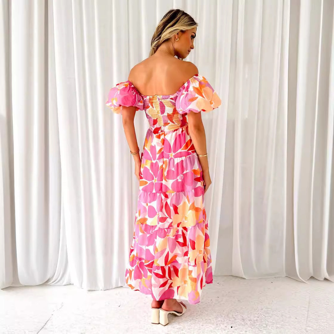 Kvinders maxi kjole med sofistikeret off-the-shoulder design og voluminøse puff ærmer Stilla