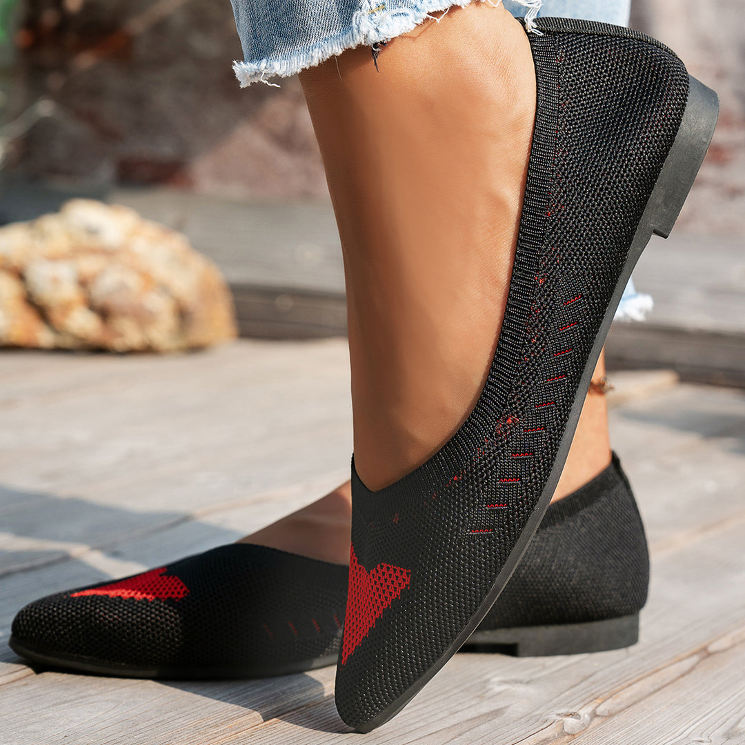 Dame mode spids Ballerinas med åndbar tekstilstruktur Stilla