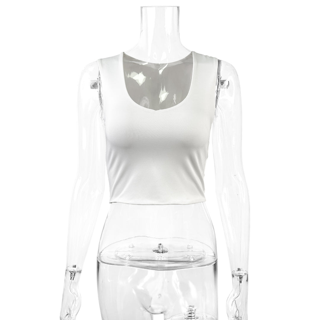 Dame figursyet crop-top med dyb V-udskæring Skovae