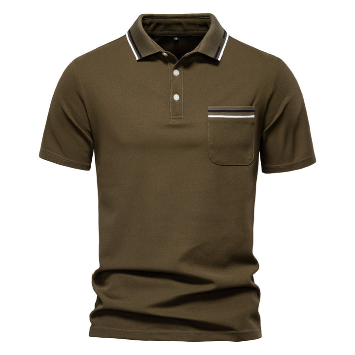 Herre polo T-shirt med elegante kontraststriber og praktisk brystlomme Stilla