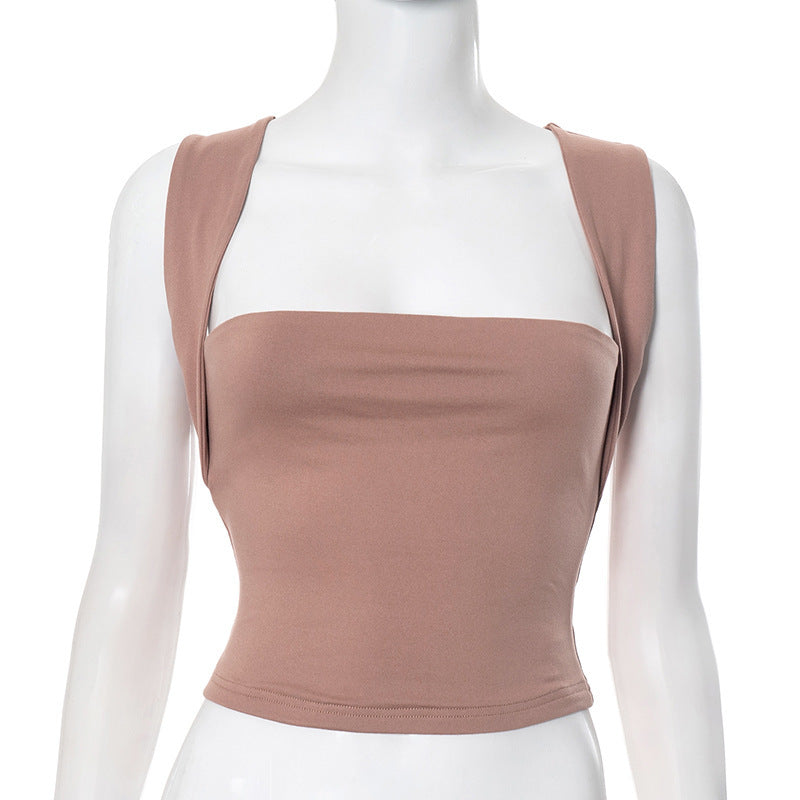 Damer moderne Crop-Top med smalle stropper og tætsiddende snit Skovae