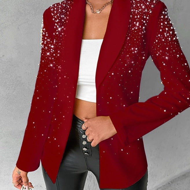 Dame elegant couture-jakke med glitrende applikationer Stilla