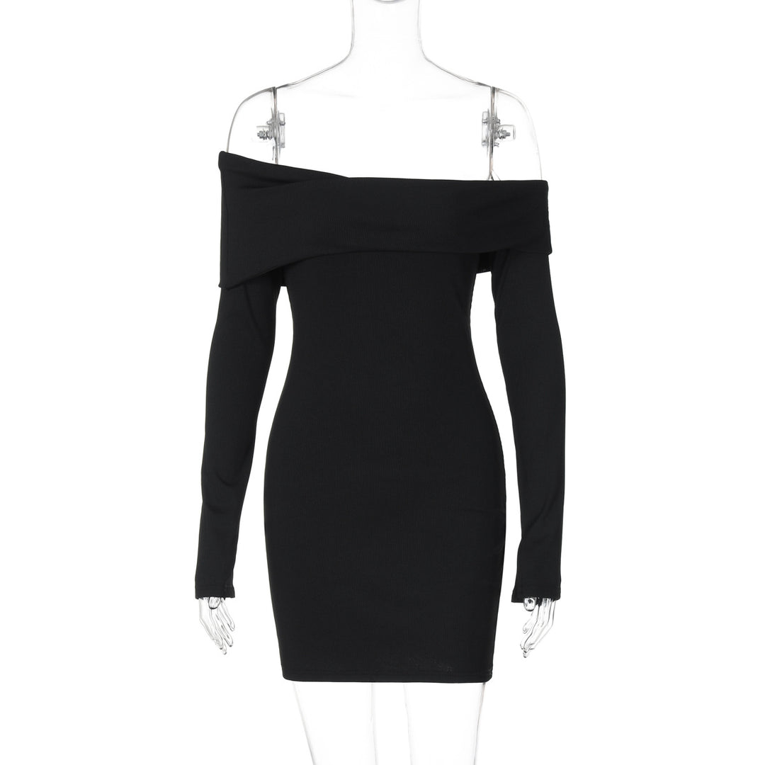 Dame Off-Shoulder Minikjole med langærmet og elegant omslag detalje Stilla
