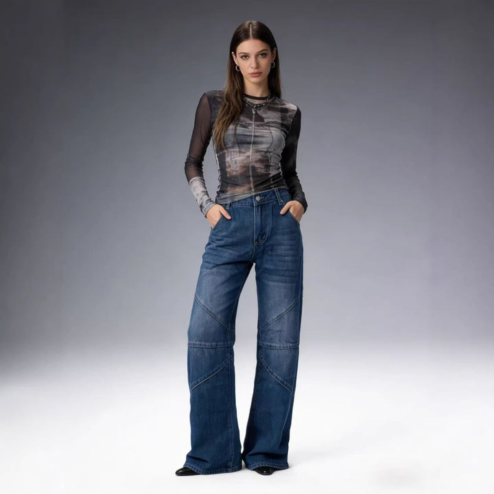 Damer Løst skårede jeans med unikke syningsdetaljer Skovae
