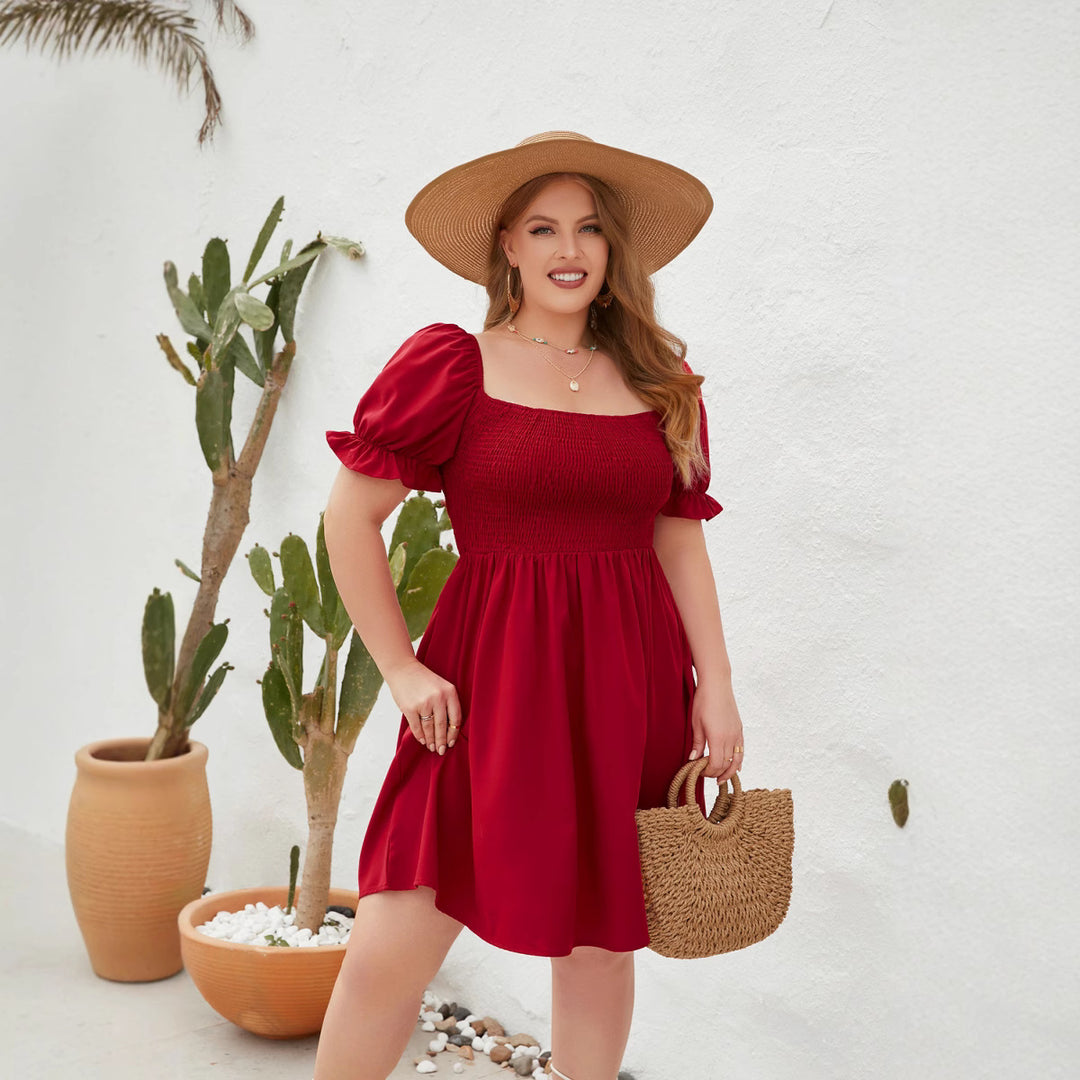 Dame Let sommerkjole med off-shoulder pasform og voluminøse puffærmer Skovae
