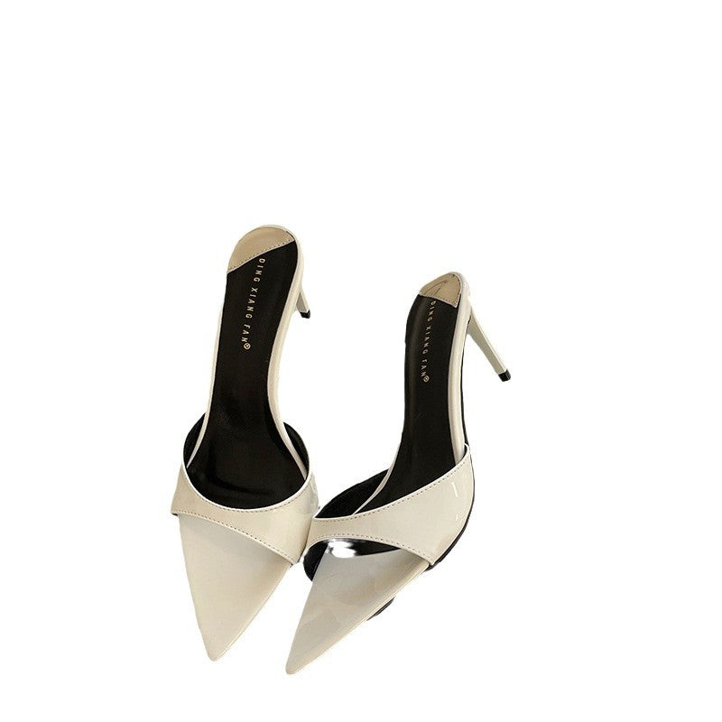 Dame High Heel Slingback Sandaler med spids tåområde og smart glansfuld finish Stilla