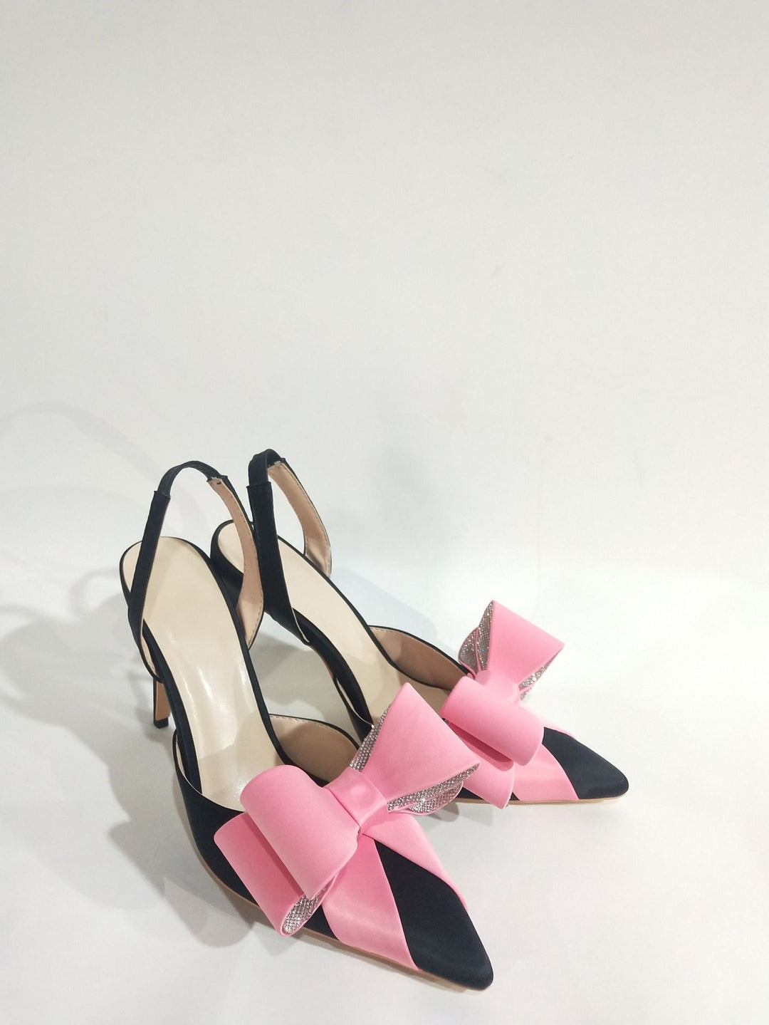 Dame højhælede slingback-pumps med strass-dækket sløjfe-detalje Stilla